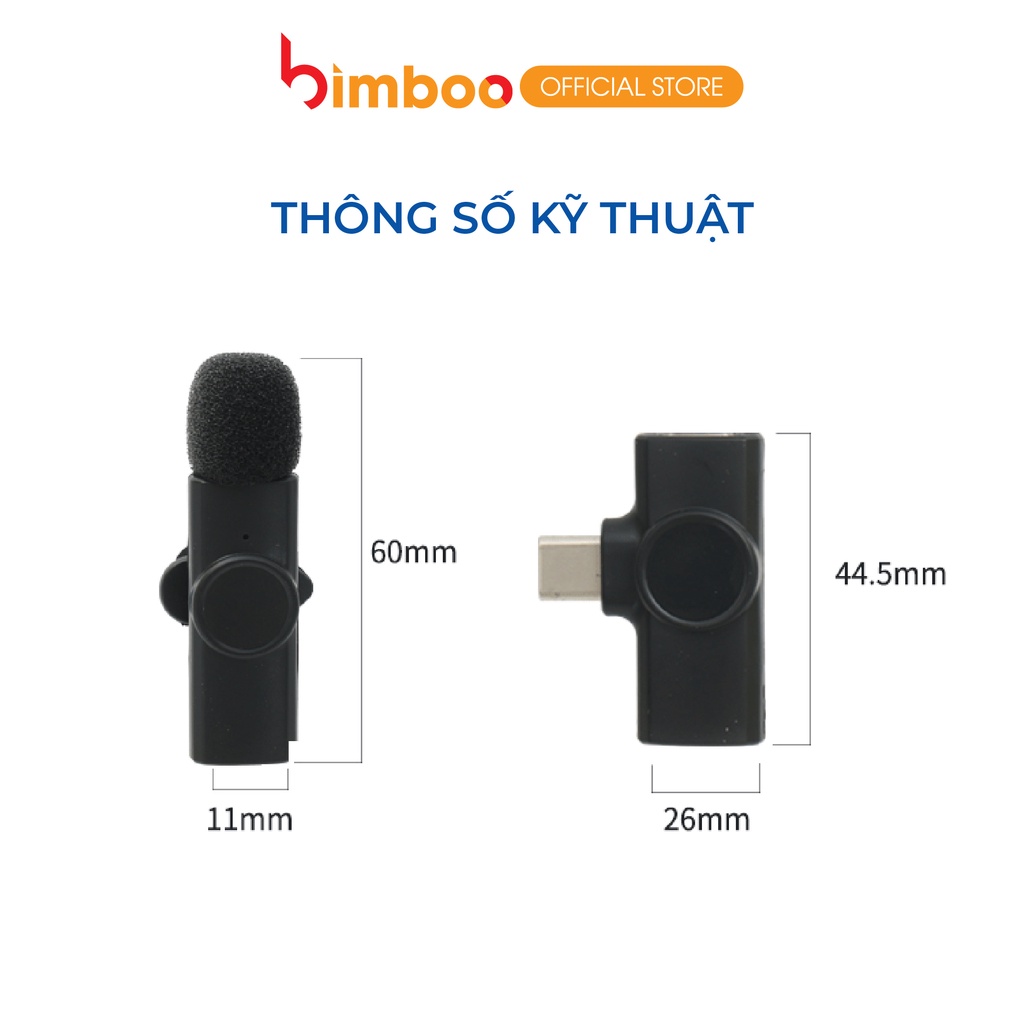 Micro thu âm không dây Bimboo cổng Type C khử tiếng ồn