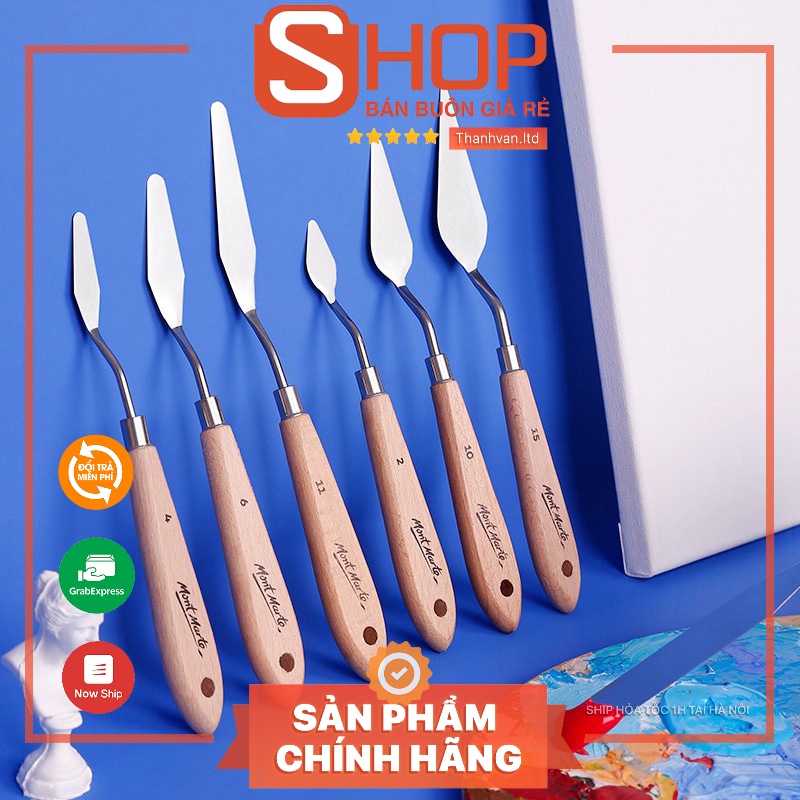 Bay Pha Màu Pallete MONT MARTE Xuất xứ Úc | Bộ Bay Nhựa 5 Cây | Cán Gỗ Inox No 2/4/6/10/11/15/17