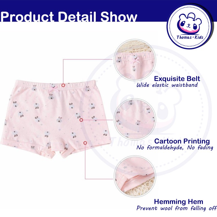 Set 2 Quần Lót Boxer Cotton Thoải Mái Chống Vi Khuẩn Cho Bé Gái 3-15 Tuổi