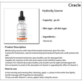 Tinh Chất Dưỡng Da Ciracle Hydra B5 Source Wrinkle