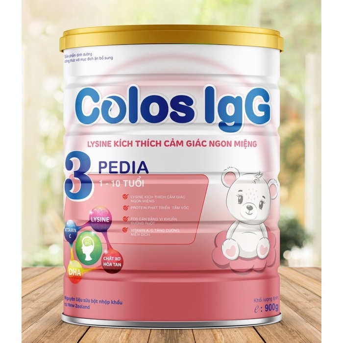 Sữa bột Colos IgG Pedia dành cho trẻ suy dinh dưỡng, thấp còi, biếng ăn, nhẹ cân, kích thích ngon miệng hôp 900Gr