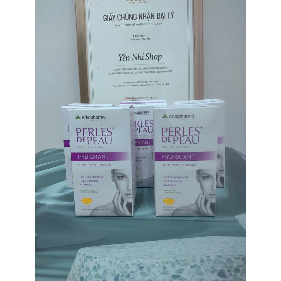 Viên uống collagen đẹp da Arkopharma perles de peau hydraterend 200 viên cấp ẩm, căng bóng da 200 viên