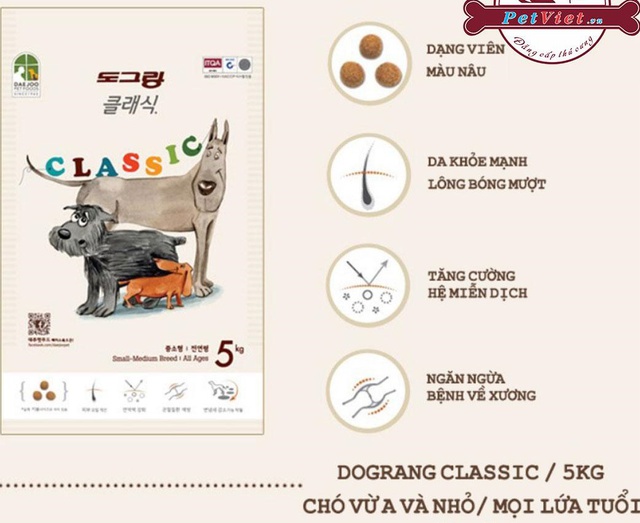 Thức ăn hạt Hàn Quốc Dog Classic 5kg cho chó mọi lứa tuổi