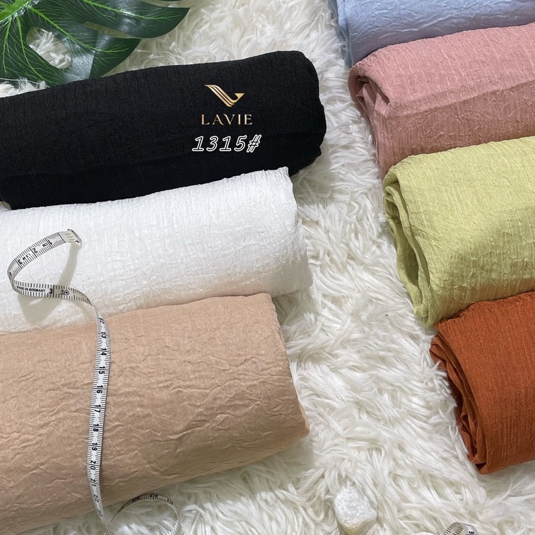 Vải Tơ Xốp Nhăn cao cấp nhà Lavie mỏng nhẹ, thanh lịch, vải may váy đầm, váy dạ hội sang trọng