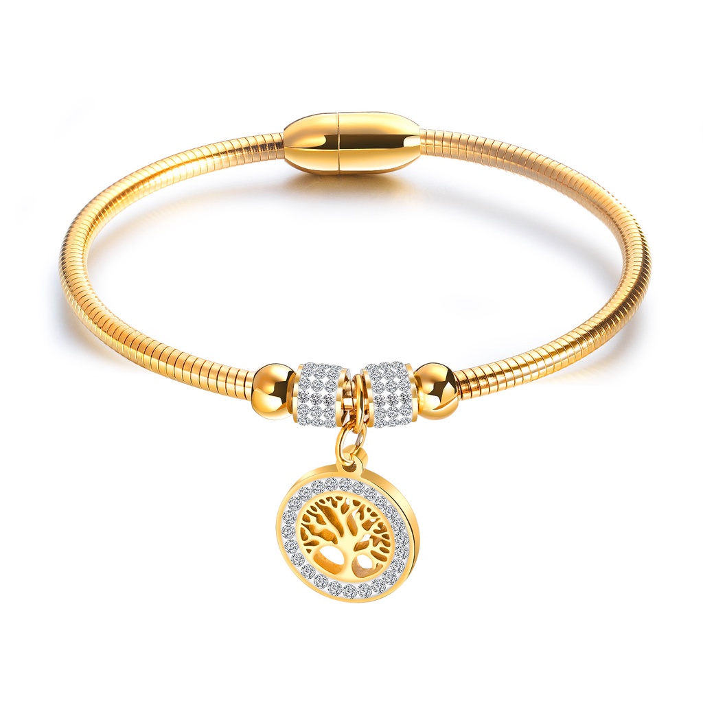 Vòng Tay Thép Không Gỉ Hình Cây Sự Sống Thời Trang