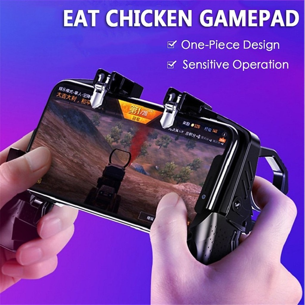 Tay cầm chơi game k21 - kèm nút bấm cho game PUBG, ROS, Free Fire..gắn điện thoại tiện lợi