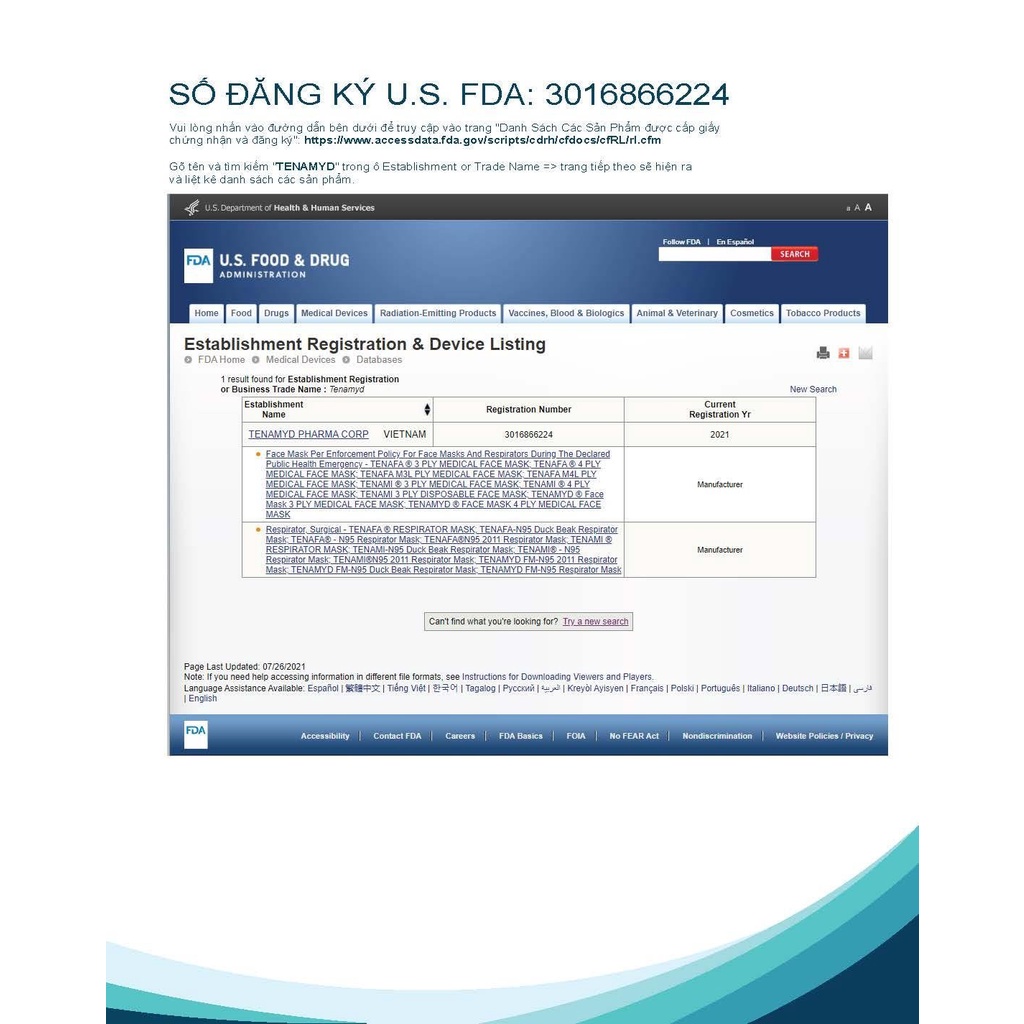 KHẨU TRANG Y TẾ 4 LỚP TENAMYD