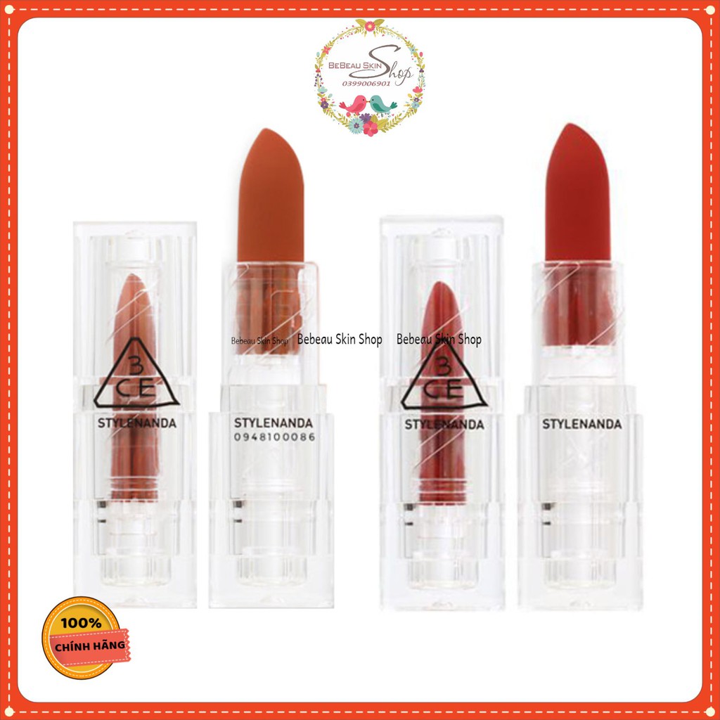 SON THỎI 3CE DEEP UNDER Soft Matte Lipstick  Son 3ce Clear Layer Edition Vỏ Vân Đá Check Hidden Tag Chuẩn