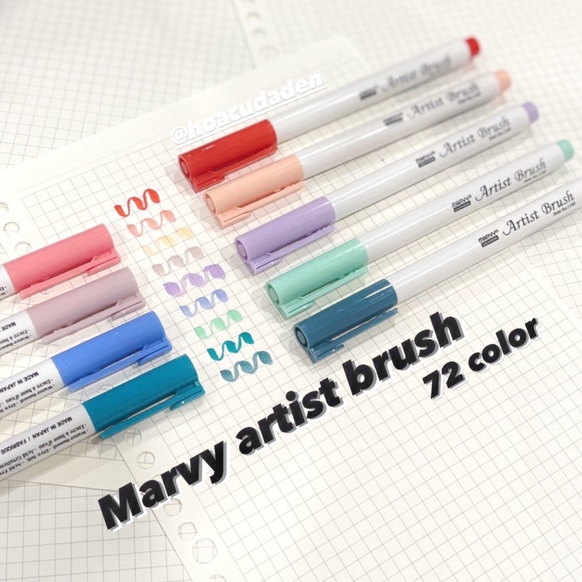 [DA ĐEN] P1 - Bút Marvy Artist Brush 1100 - 72 Màu