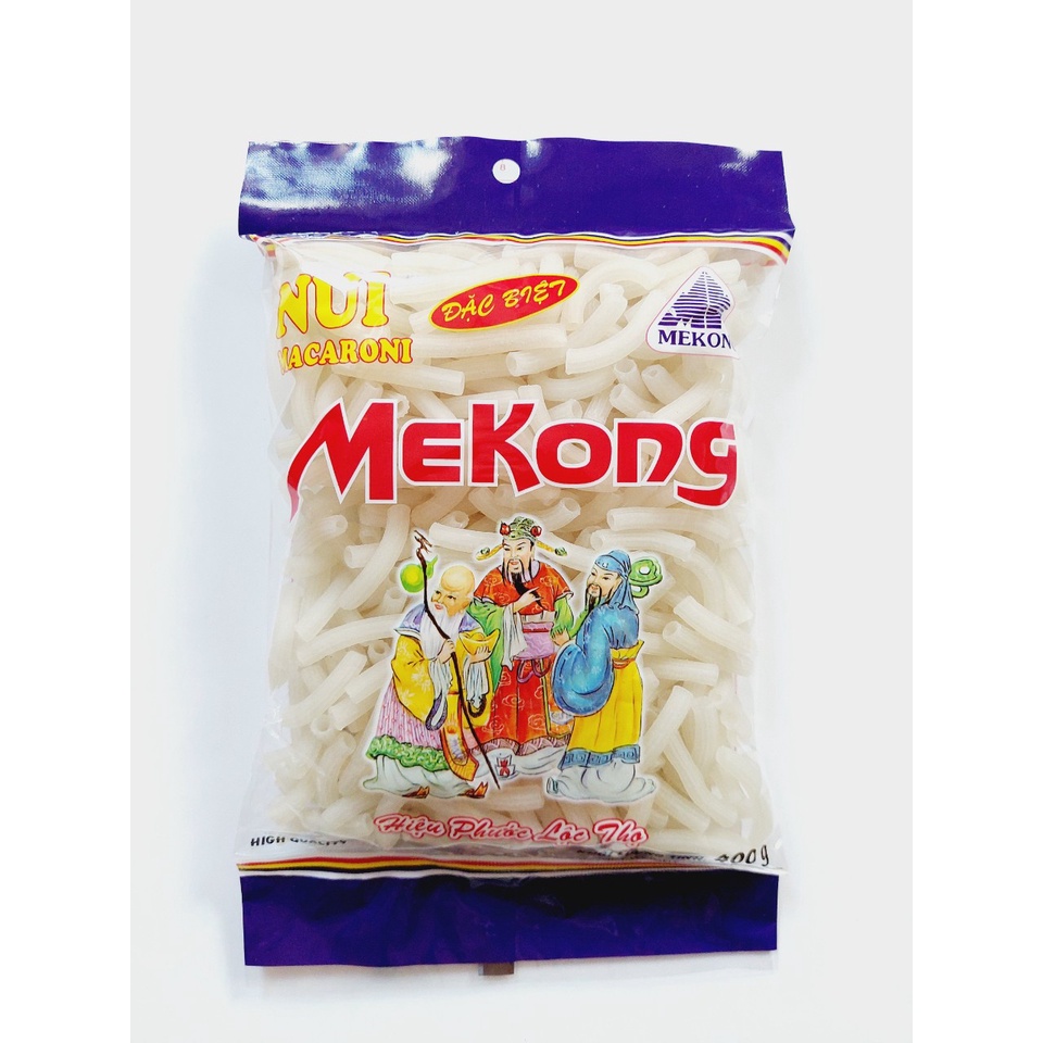 Nui ống dài Mekong - Màu trắng - Gói 400g/ Nui Mekong