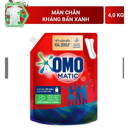 Nước giặt OMO Matic 4kg đóng túi cho máy giặt cửa trên