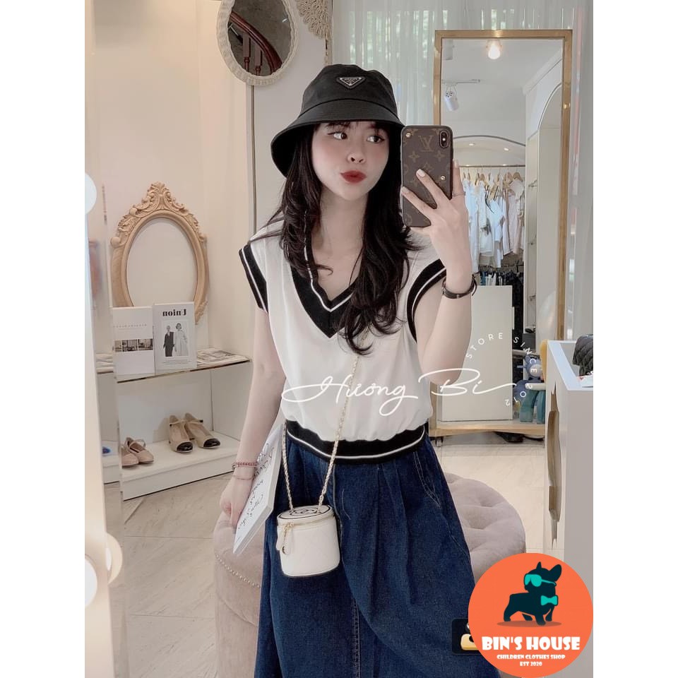 SET ÁO CÁNH DƠI TRẮNG CỔ TIM VIỀN MIX CHÂN VÁY BÒ- CLIP HÀNG THẬT