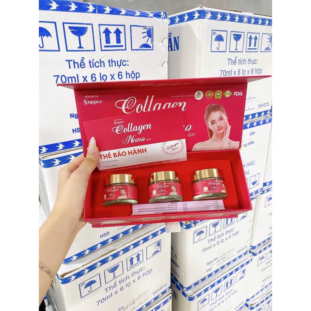 Viên uống trắn da supper collagen nano Q10 hộp 3 lọ x 15 viên