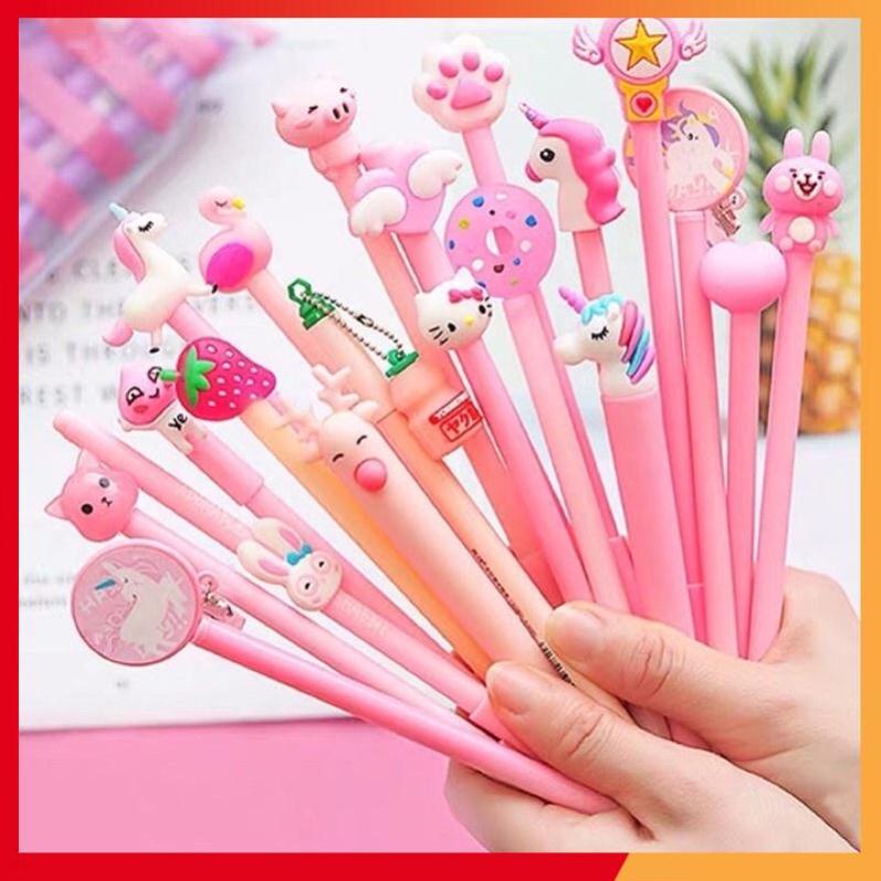 Set 20 chiếc bút bi mực nước siêu xinh nhiều hình cute kèm túi zip