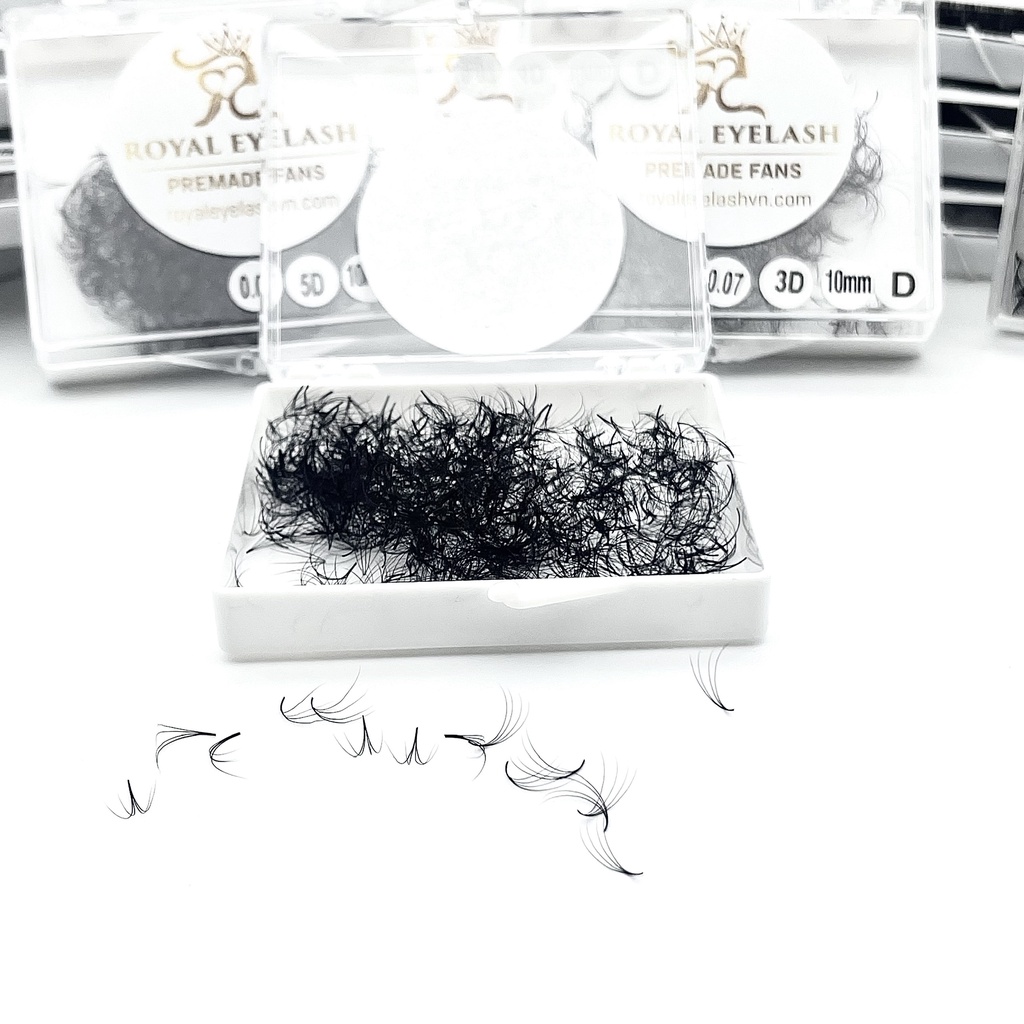Mi Fans  Sẵn 4D ROYAL EYELASH Lông Chồn Cao Cấp / 500 - 1000 fans / C,CC,D / 0.07