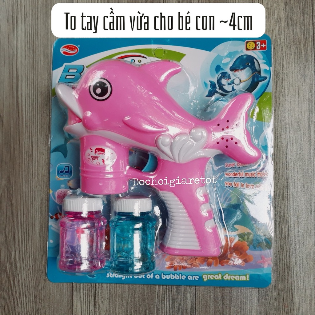 Súng bắn bong bóng cá heo trong loại lớn có nhạc đèn tặng kèm pin