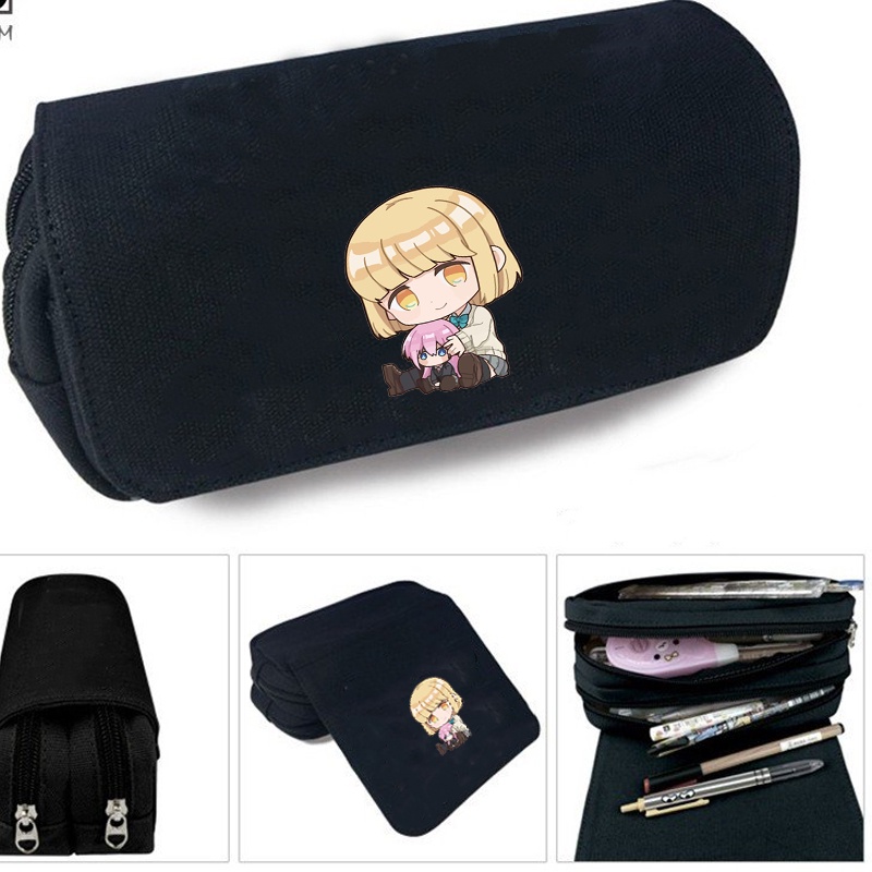 Hộp bút vải canvas in hình nhân vật Shikimori san Bạn gái tôi không chỉ dễ thương anime chibi khóa trắng đi học tiện lợi