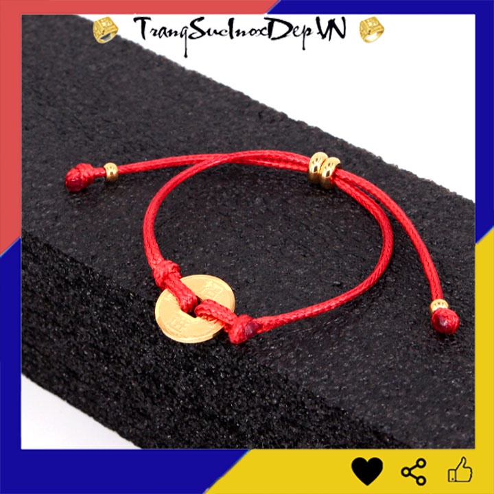 LẮC TAY TITAN CHỈ ĐỎ ĐỒNG XU MAY MẮN TA370 siêu dễ thương có nút rút