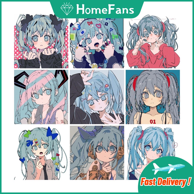 Bộ Tranh Đính Đá 5D Tự Làm Hình Hatsune Miku 30x30cm / 40x40cm / 50x50cm