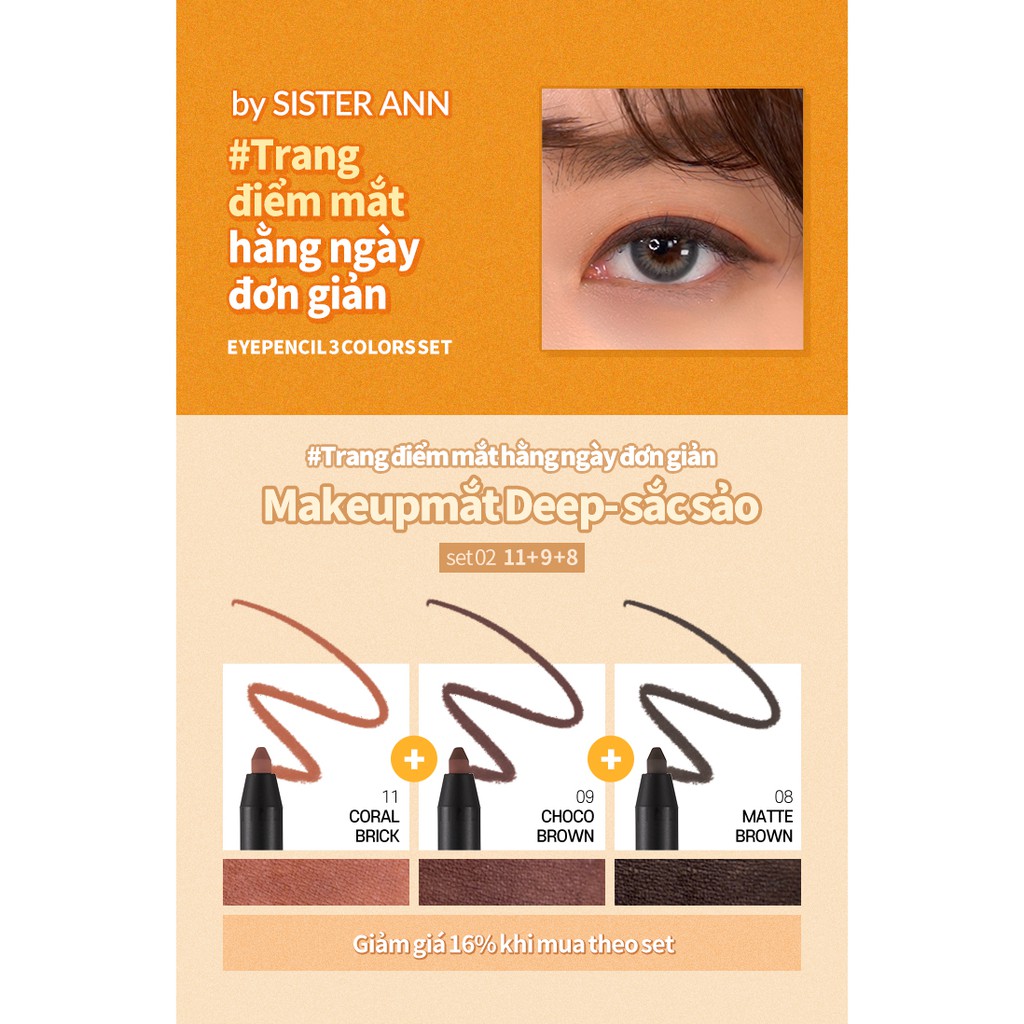 SISTERANN Double Effect Waterproof Eye Pencil 1+1+1 set 1.5g | BigBuy360 - bigbuy360.vn