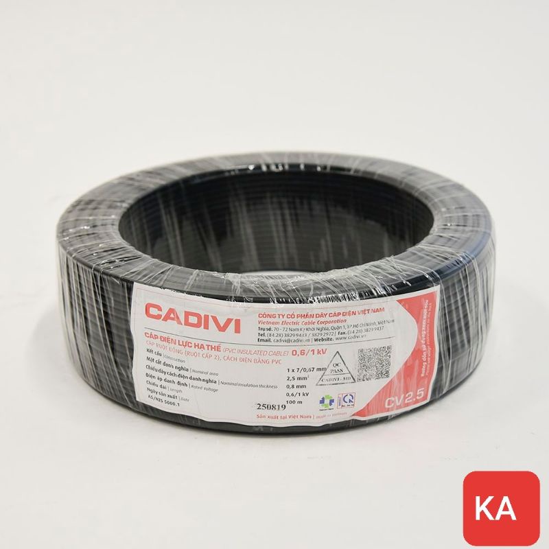 Cáp điện CADIVI - CV 2.5 - 2.5mm2 cuộn 100m