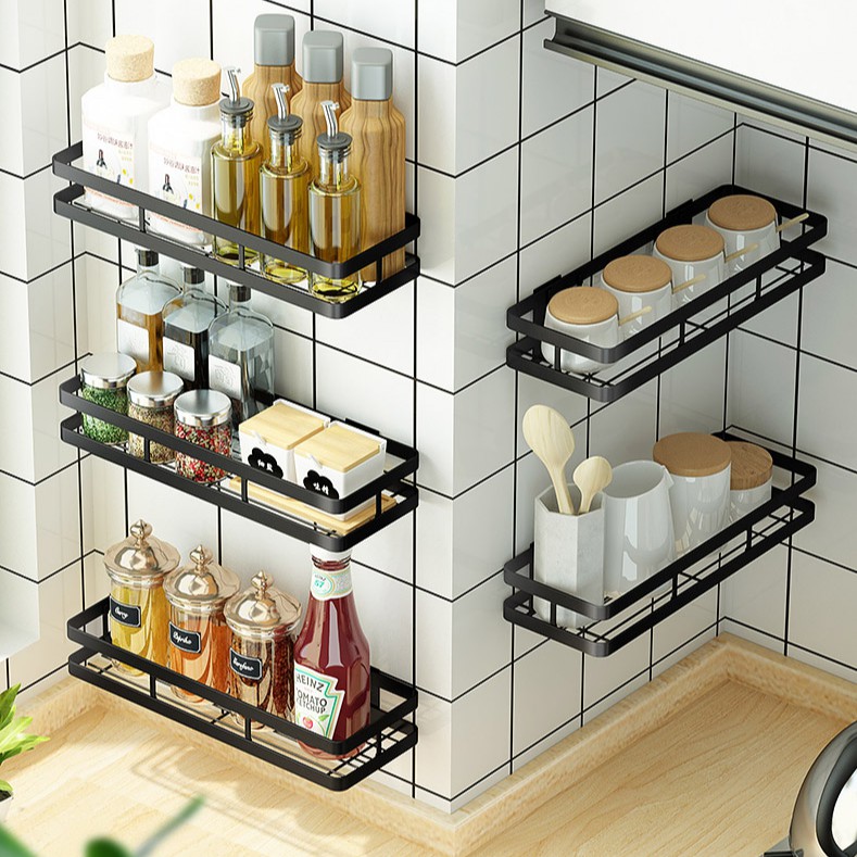 Kệ gia vị Inox dán tường 30/40/50cm gạch men Kệ để đồ nhà tắm, nhà bếp kèm keo dán và đinh ốc | BigBuy360 - bigbuy360.vn