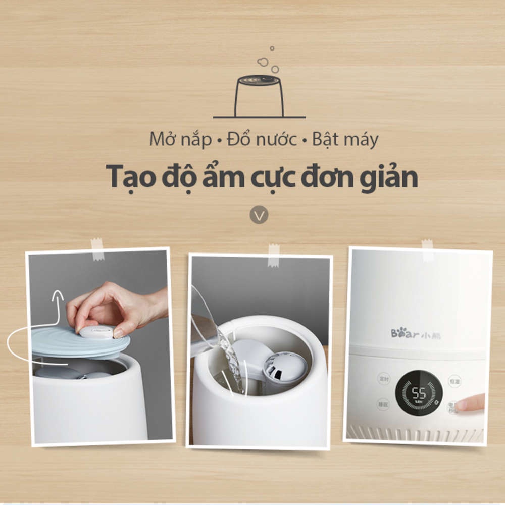 Máy phun sương tạo ẩm, xông tinh dầu khử khuẩn Bear JSQ-C50Q1 dung tích 4.5 lít, có khiển, bảo hành 18 tháng