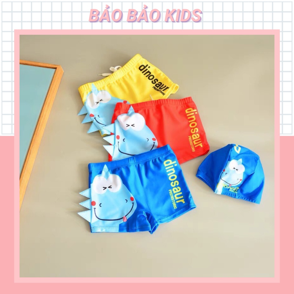 Quần bơi kèm mũ cho bé trai nhiều họa tiết hình chất thun co giãn 10 đến 22kg - BAOBAOKIDS