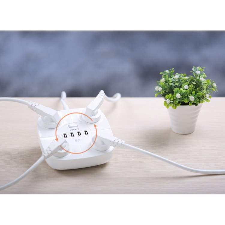 Ổ cắm điện Pisen KY-44 (4xAC, 4xUSB ) - Hàng chính hãng