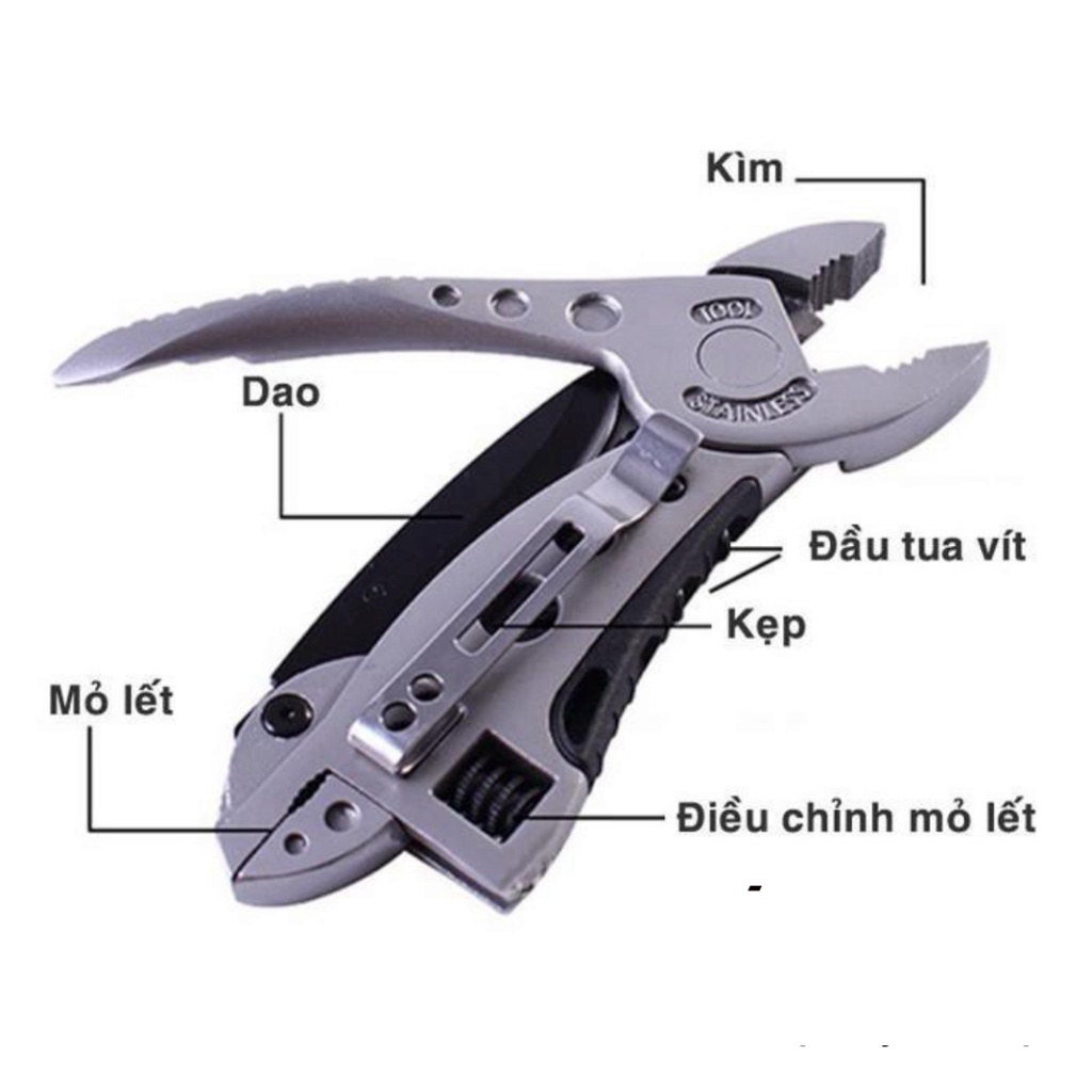 Kìm đa năng, dao phượt, Kìm 13 chức năng Jeep thép không gỉ công nghệ Mỹ hiện đại