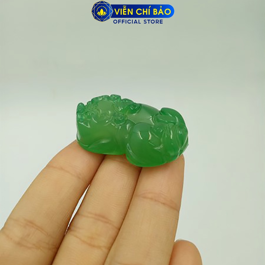 Mặt dây chuyền T.ỳ H.ưu xanh lá đá phong thủy chất liệu đá tự nhiên thời trang phụ kiện trang sức Viễn Chí Bảo M200129