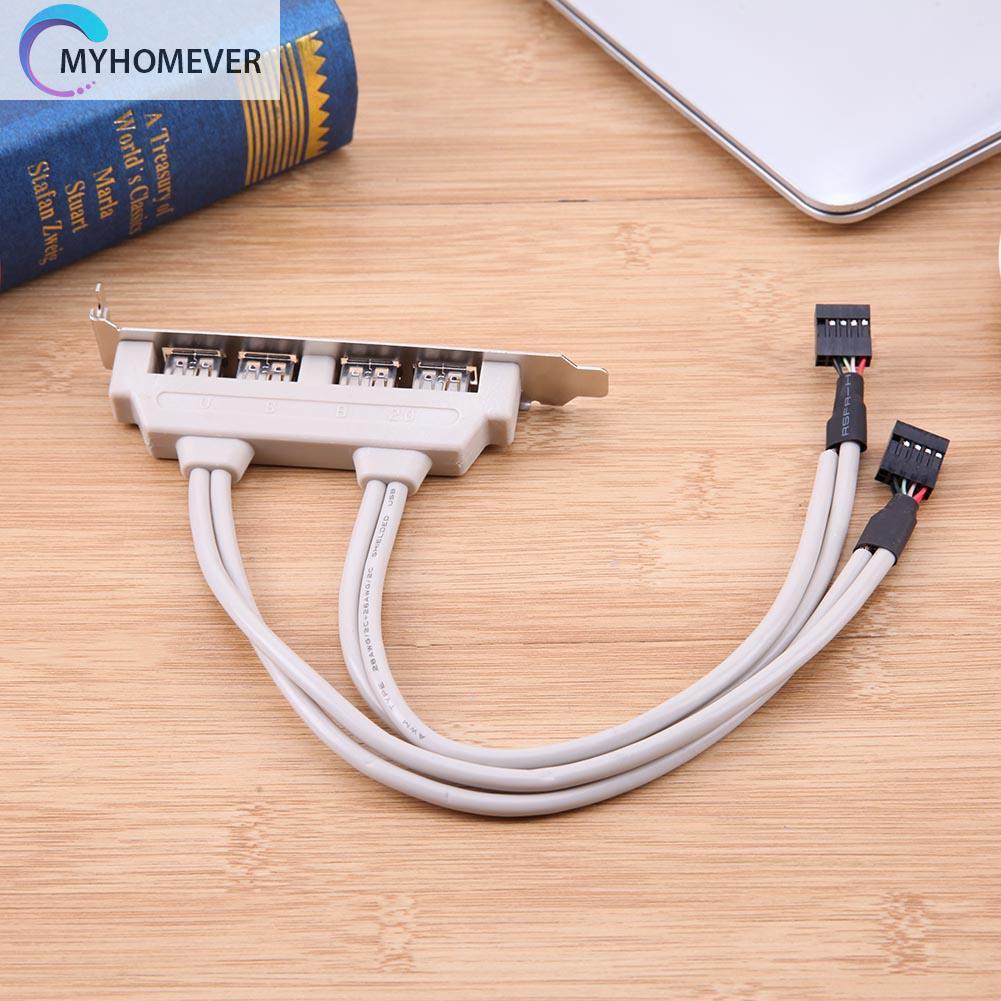 myhomever 4 Ports USB 2.0 Female Screw to Motherboard 9pin Header Panel Mount Cable