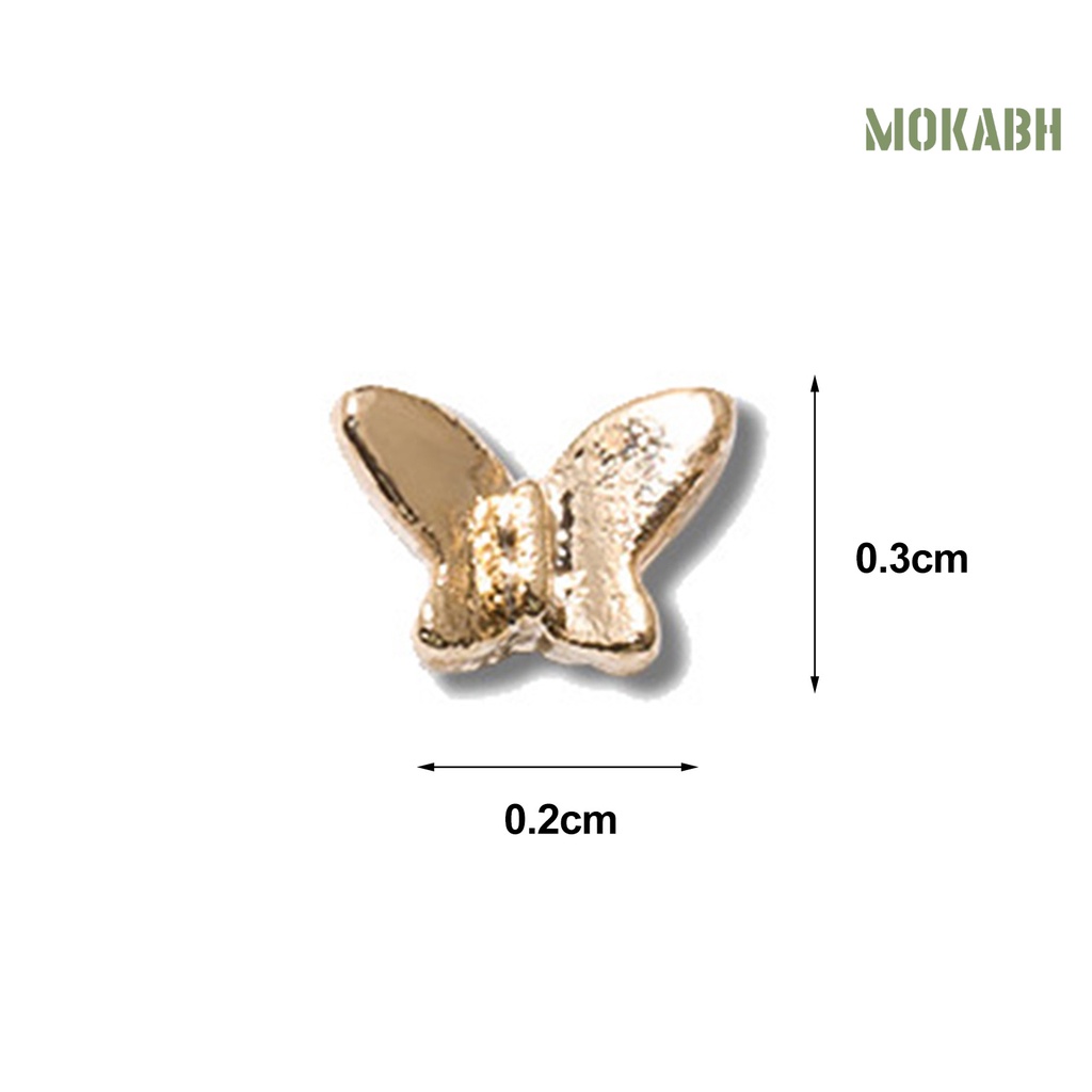 Set 10 Phụ Kiện Trang Trí Móng Tay Hình Bướm 3D Bằng Hợp Kim Sáng Tạo