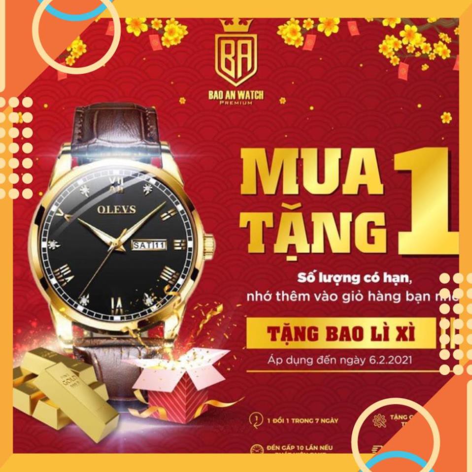 [Chính Hãng 100%] Đồng Hồ Nam - Đồng hồ thời trang nam OLEVS OL6602 dây da chính hãng size 40mm