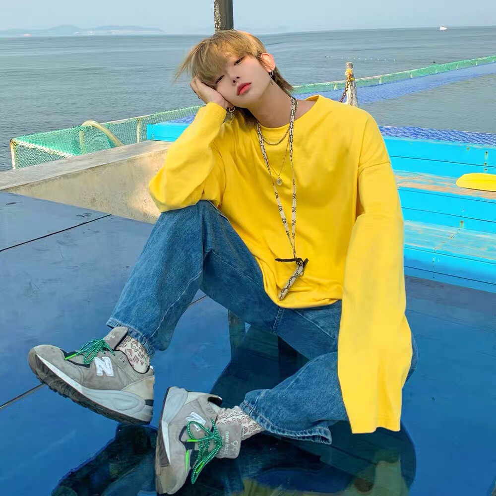 Áo thun tay dài WIND phông unisex form rộng Trơn nam nữ sweater oversize ulzzang | BigBuy360 - bigbuy360.vn