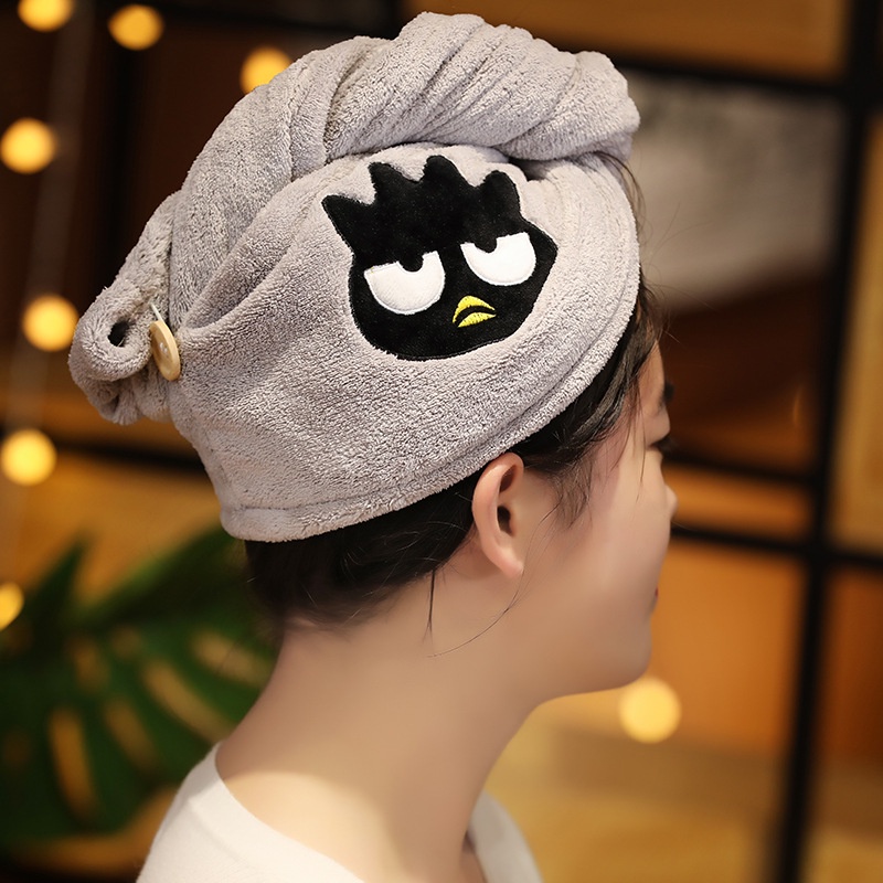SANRIO Mũ Trùm Đầu Sấy Khô Tóc Dày Dặn In Họa Tiết Hoạt Hình Melody XO Kuromi Hello Kitty Dễ Thương Cho Nữ