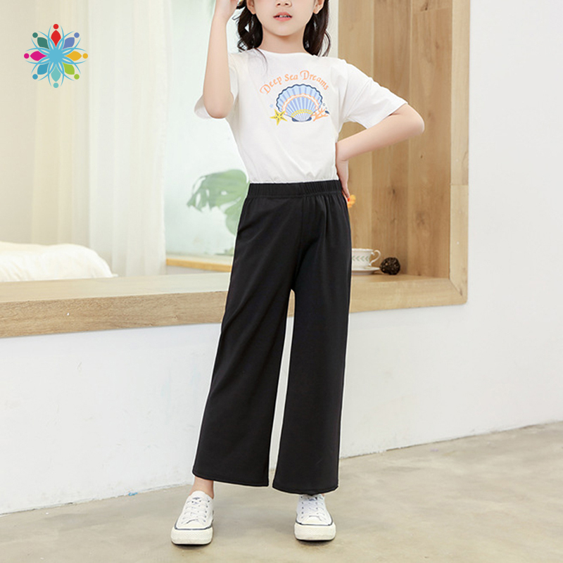 quần ống rộng Màu Trơn Thời Trang Cho Bé Gái