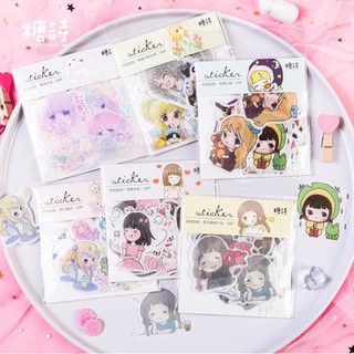 Sticker dán trang trí DIY Chibi Girl NEW