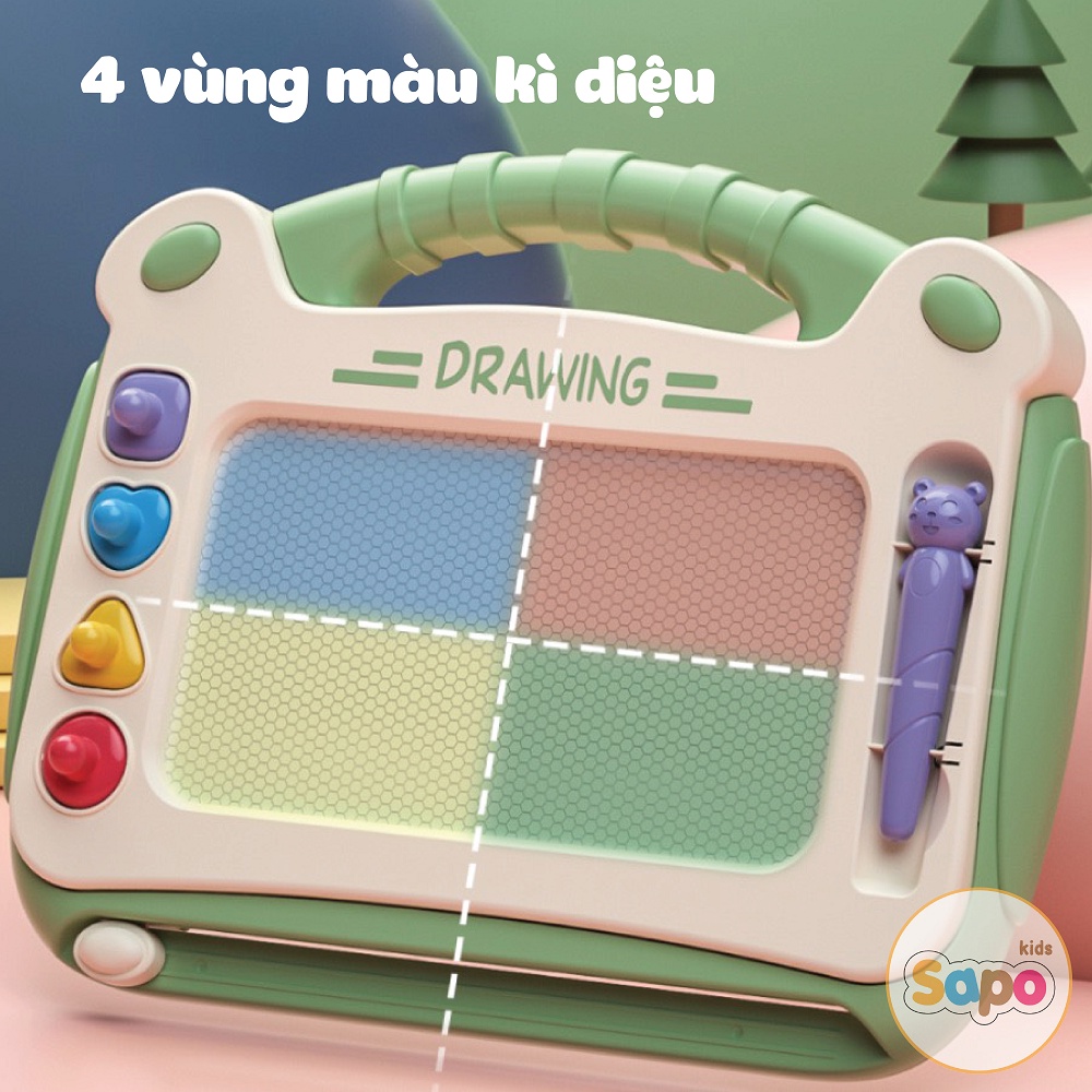 Bảng vẽ từ tính cho bé có con dấu và bút tập vẽ loại chân to đẹp SAPO KIDS