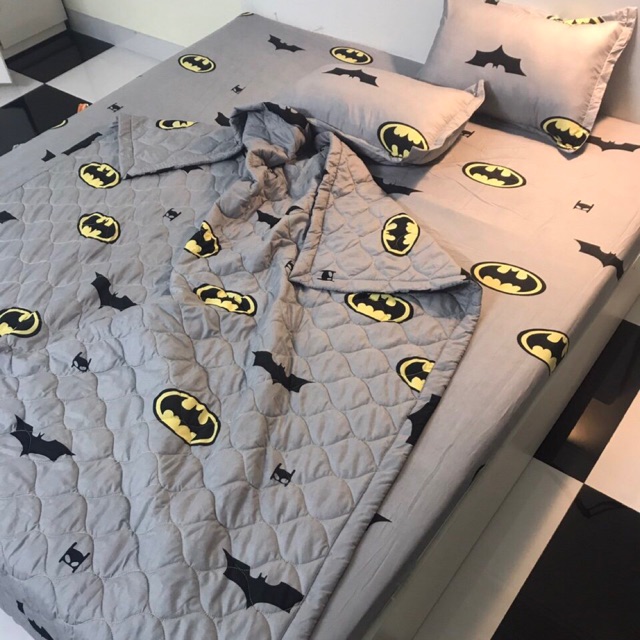 Bộ Chăn Ga Gối Hè Thu 5 Món BatMan Đủ Kích Thước Theo Yêu Cầu