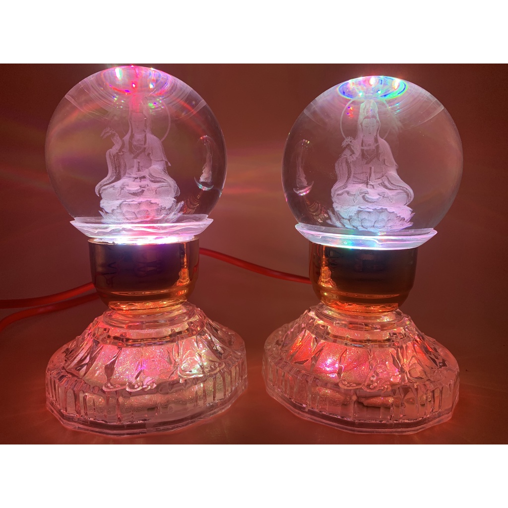 Đèn pha lê quan âm cao cấp, đèn thờ cúng, trưng tủ thờ, phật mẹ quan âm