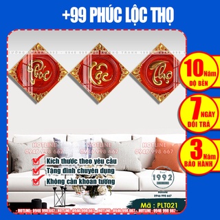 Tranh Treo Tường [Cao Cấp] bộ tranh PHÚC LỘC THỌ treo Phòng khách, cầu thang, bàn thờ [SKU-PLT021] - Xưởng Tranh 1992