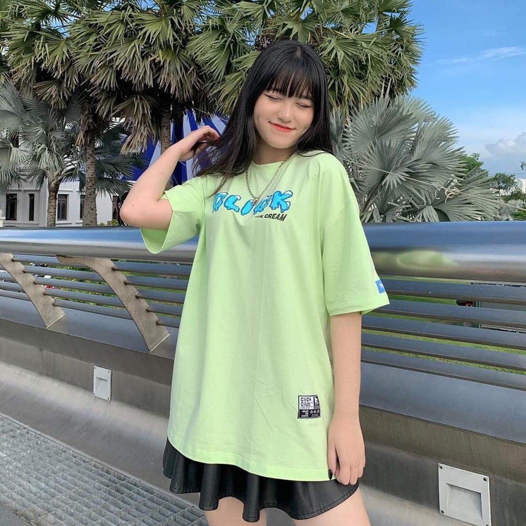 Áo Thun Tay Lỡ CLICK ICE CREAM Nhiều Màu Sắc Unisex Form Rộng