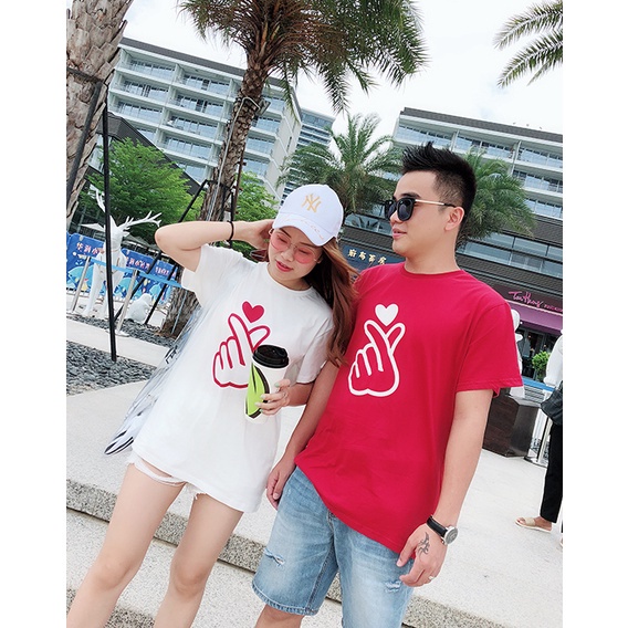 Áo gia đình Familylove - Mẫu Bắn Tim màu Đỏ chất Cotton 100% rất đẹp