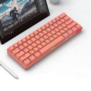 Bàn Phím Cơ không dây Bluetooth 5.0 mini STK61 Pink Gaming cho máy tính