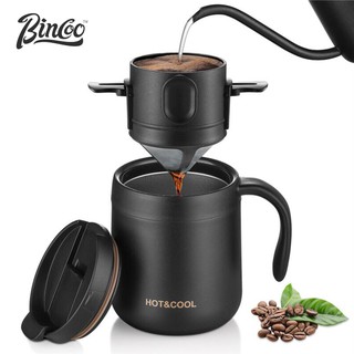 Bình pha cà phê BINCOO bằng thép không gỉ 304 hai lớp kèm phụ kiện lọc xếp lại tiện dụng