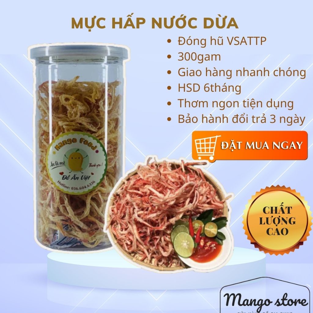 Mực sợi hấp nước dừa đặc sản đóng hũ PET MANGO STORE | BigBuy360 - bigbuy360.vn