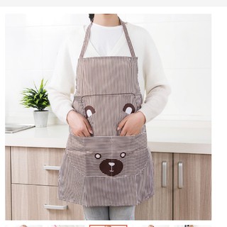 Tạp dề sọc họa tiết hình thú đáng yêu siêu cute - hình gấu dễ thương