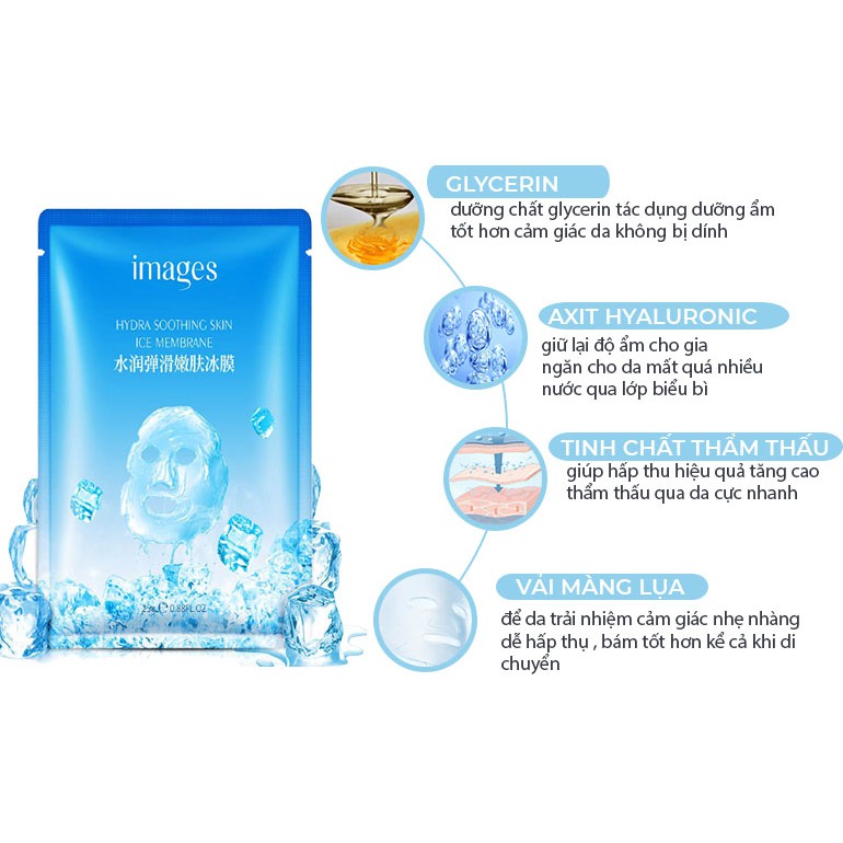 Mặt nạ dưỡng da giấy chống lão hóa dưỡng ẩm trắng da giảm mụn đá băng images LUVELA MN10 | BigBuy360 - bigbuy360.vn