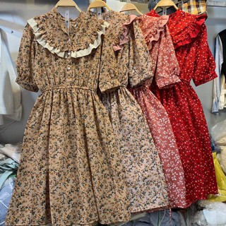 [Ảnh thật] Váy hoa nhí cổ bèo